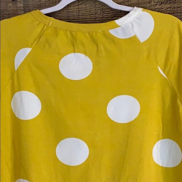 Wonderland by Orange Yellow Short Sleeve Top Lace Trim Polka Dots Size Medium - Picture 8 of 9